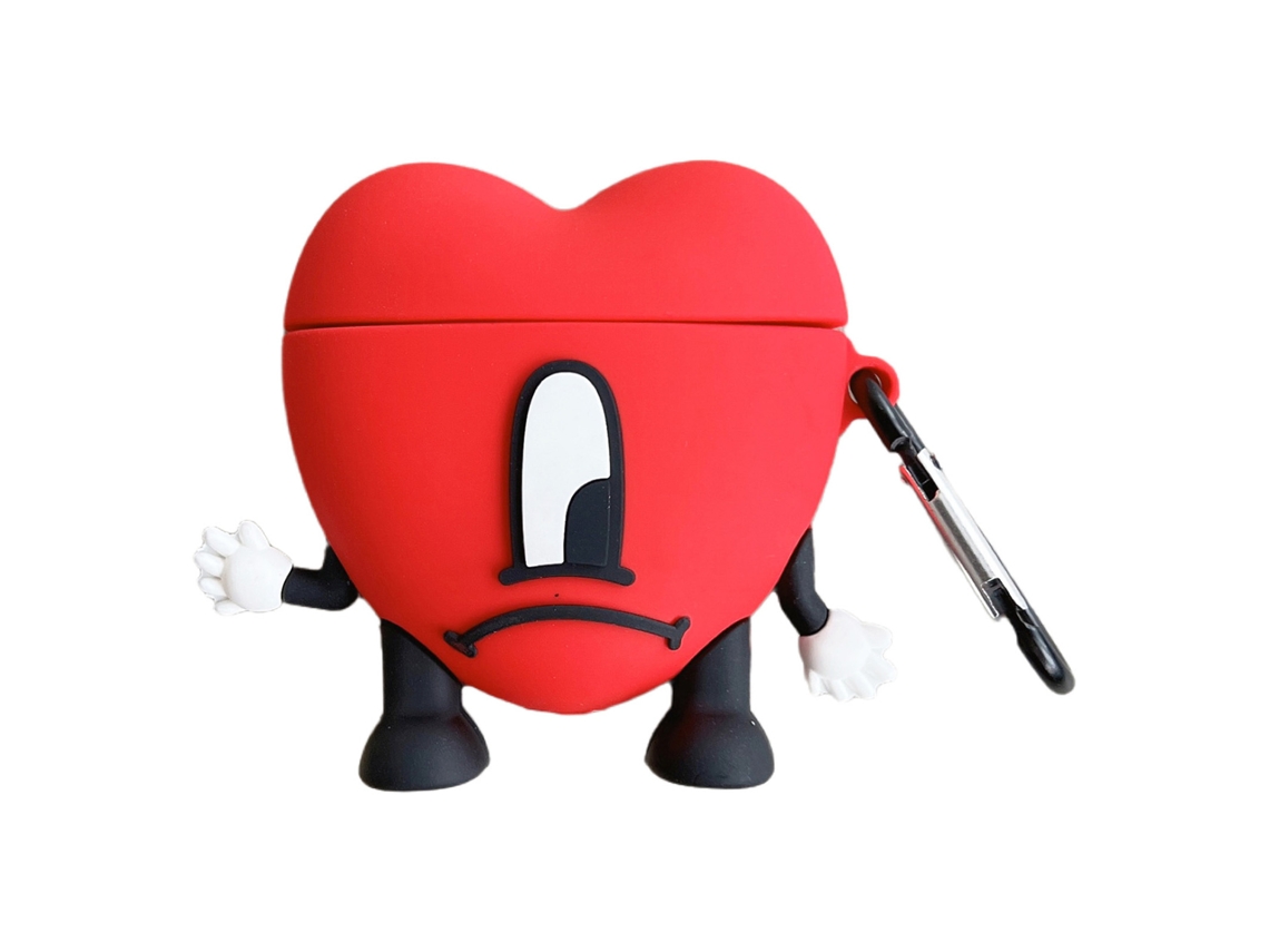 Bonita Funda Protectora De Silicona Para Auriculares Ios Earbuds Pro Con Diseño De Mosquetón, Color Negro Y Rojo.