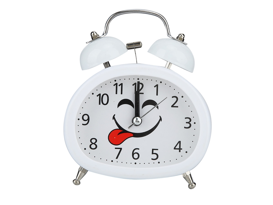 HYMNORA Bonito despertador con dos campanas y luz para niños, estudiantes y personas que duermen profundamente. Con una carita sonriente, diseño portátil, fác