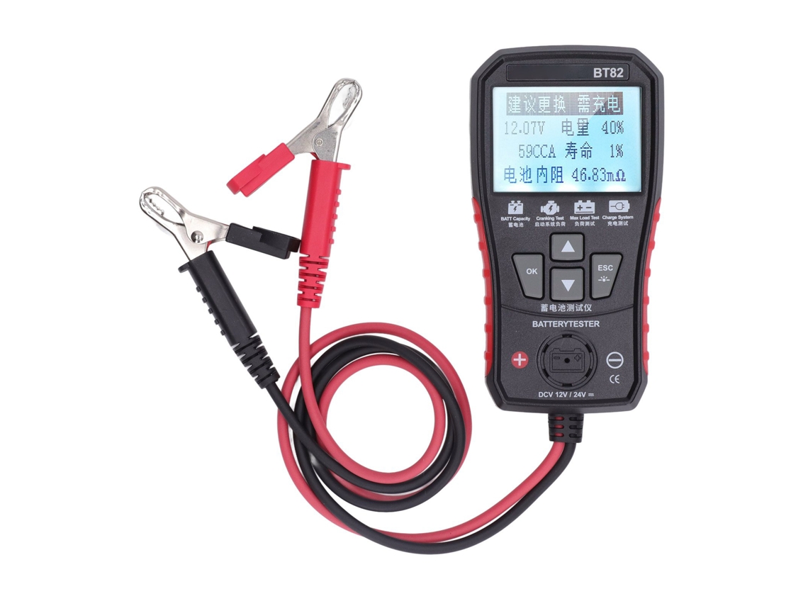 Probador De Baterías De Coche De 12v Y 24v Con Linterna Y Pantalla Retroiluminada - Analizador Automotriz De Precisión