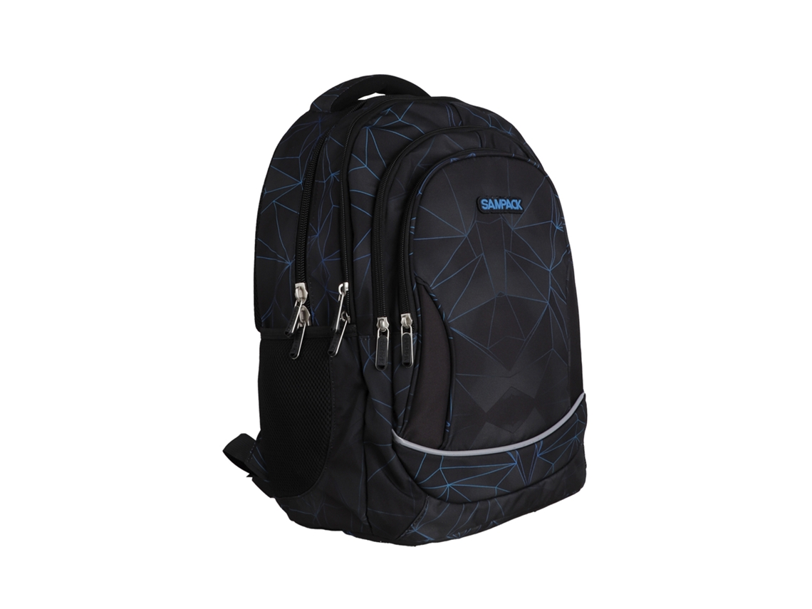 Mochila Escolar Con Cuatro Cremalleras, Panel Acolchado, Detalles Reflectantes Y Compatible Con Trolley. 30x16x42 Cm.
