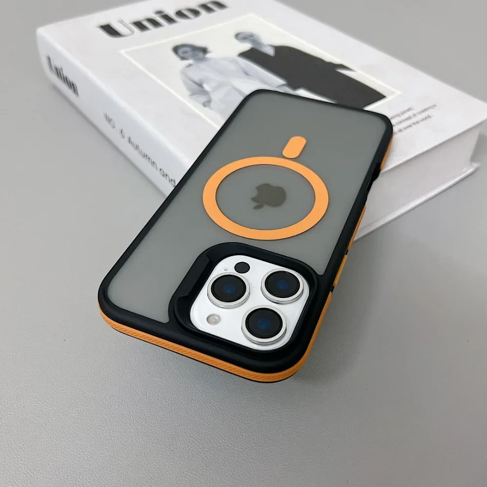 (iphone 14 Pro Max, Naranja) Funda Mate Translúcida A Prueba De Golpes Para Iphone, Compatible Con Carga Inalámbrica Magsafe.