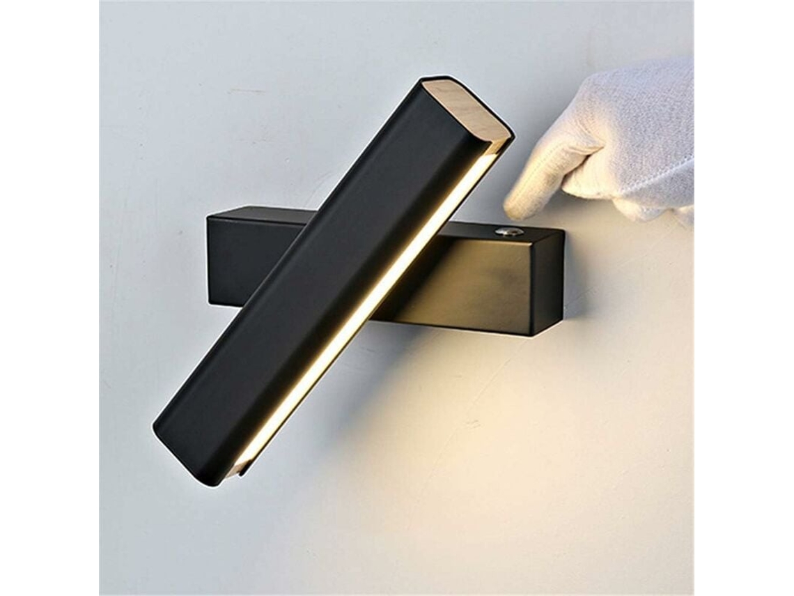 Aplique LED de pared giratorio de 360° en madera maciza (interruptor)