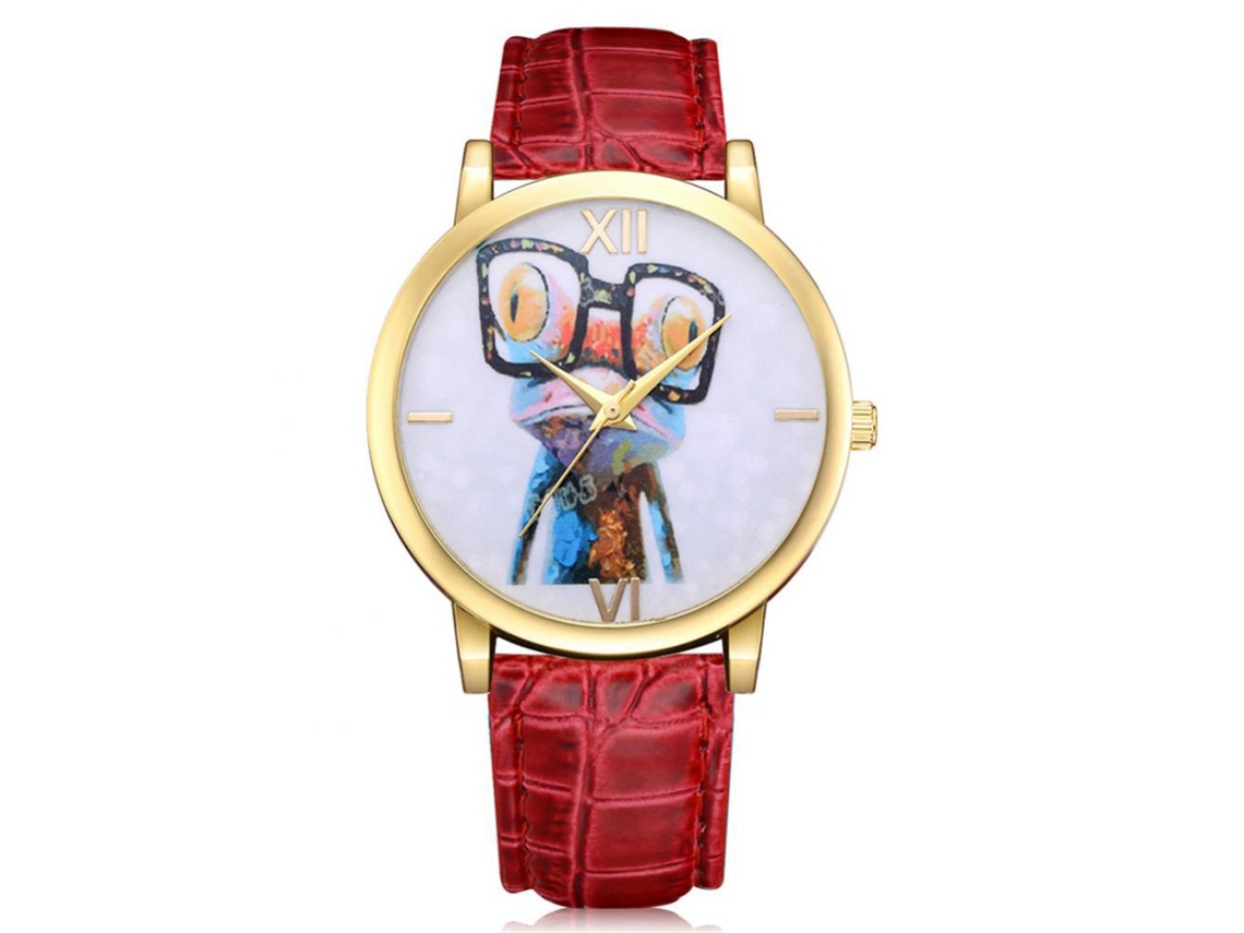 Reloj De Pulsera De Cuarzo Con Correa De Imitación De Cocodrilo Y Diamantes De Imitación Para Hombre Y Mujer (rojo)