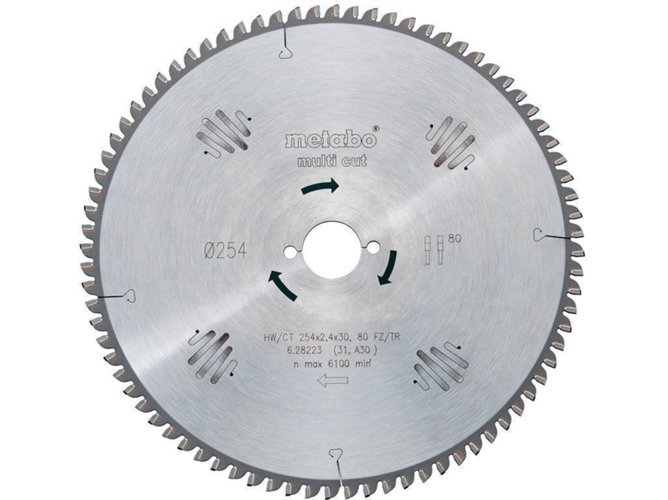 Disco de Sierra Circular METABO 628223000 (Ø 25.4 cm)