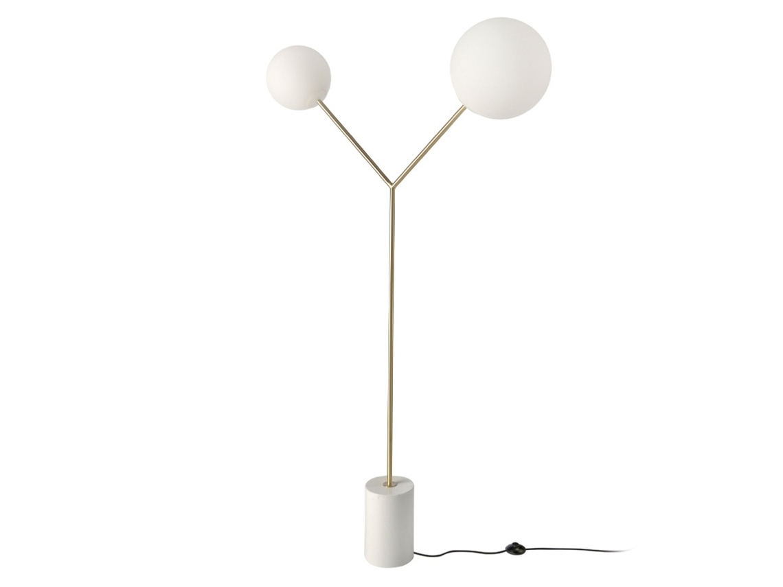 Lámpara de Pie  ANGEL CERDÁ S.L. 8048C-Lámpara (Blanco y Dorado - E27 - 2 x 13W - Acero Inoxidable)