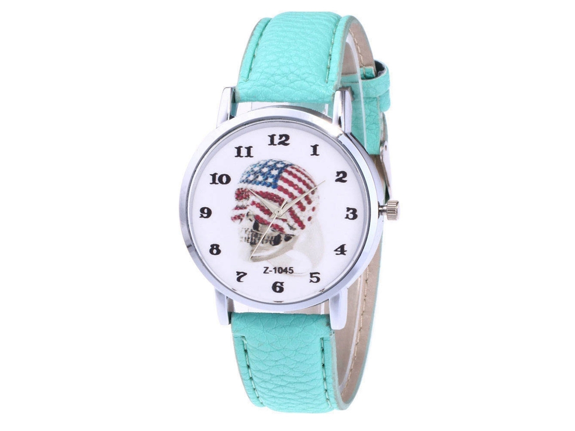 Reloj De Pulsera Unisex Zhoulianfa Con Correa De Cuero Pu Y Patrón De Calavera (menta)
