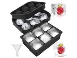 2026-34506-2 Moldes De Hielo De Silicona: Cubos Grandes Y Bolas Esféricas Para Cocktails Y Whisky