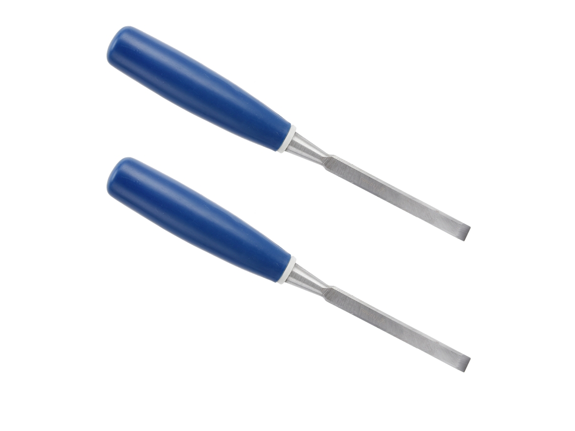 2pcs Cuchillos De Madera De Alta Dureza Set De Cinceles Para Carpintería Mango Azul Cincel Plano Ranurado 3/8in