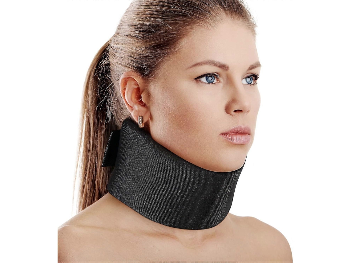 Collarin Cervical De Espuma Suave Ajustable Para Alivio Del Dolor De Cuello Y Apoyo Durante El Sueño L Negro