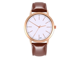 Reloj De Pulsera De Aleación Con Esfera Redonda Analógica De Cuarzo Para Mujer Y Hombre (café Oscuro)
