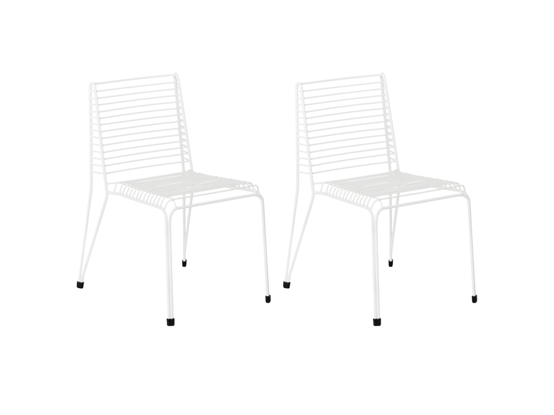 Cadeiras Empilháveis Em Metal Para Exterior Beliani Chieve De Aço Branco 49x57x80
