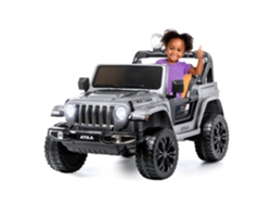 Ataa Raider - Coche eléctrico infantil 4x4 de 12 V con cuatro motores, pintura metalizada y luces LED grises