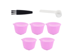 Juego de cápsulas reutilizables con cuchara y cepillo para cafetera Dolce Gusto (morado, 5 cápsulas, 1 cuchara y 1 cepillo)