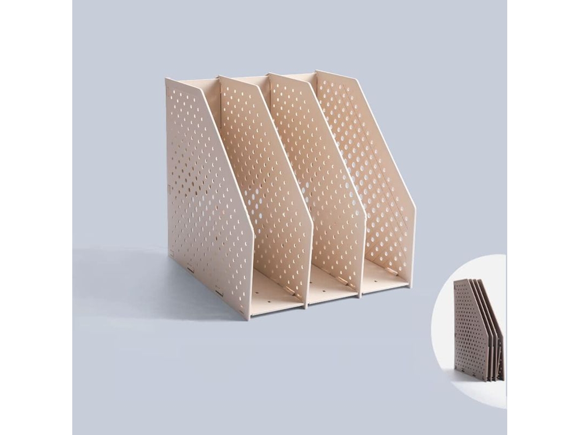 2026rebe-organizador De Archivos De Escritorio Linjou, 3 Secciones, Plástico, Plegable, Beige, Para Oficina Hogar Escuela
