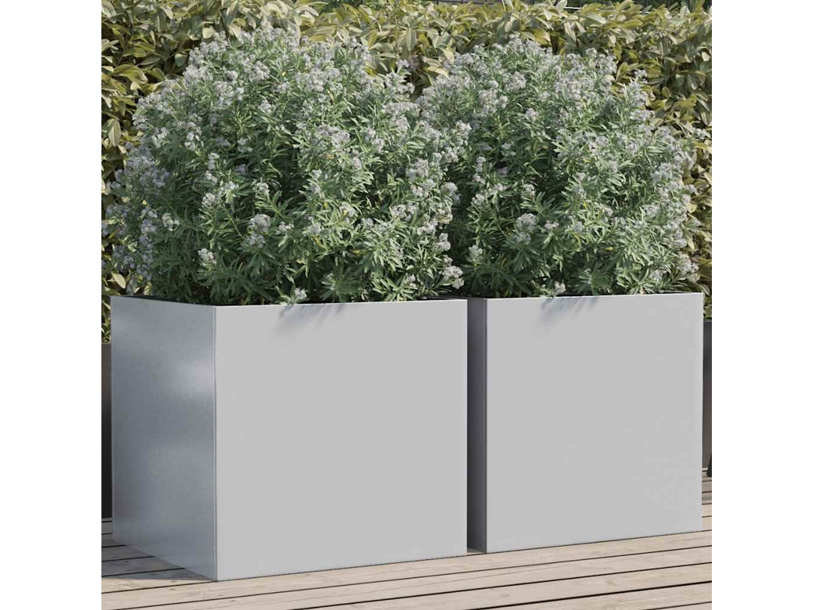Jarrones/jardineras 2 uds 49x47x46 cm Acero galvanizado Plata Dkd Home Decor