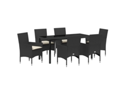 Maison Exclusive - Conjunto De Comedor De Jardín 7 Pcs Negro Ratán Sintético