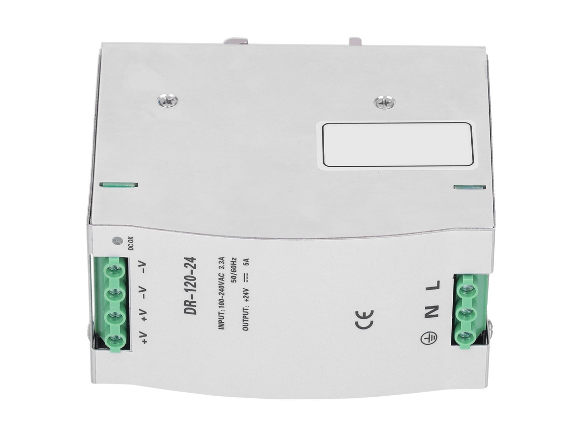 Fuente De Alimentación Dr12024 De 24 V 5 A Y 120 W Para Montaje En Riel Din, Con Protecciones Y Rápida Disipación De Calor.