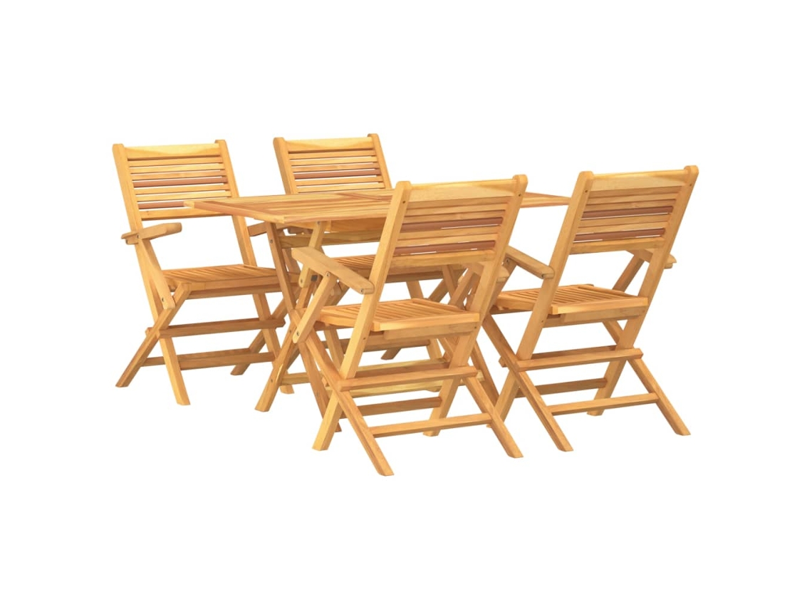 Maison Exclusive - Juego de comedor de jardín de 5 piezas en madera maciza de teca