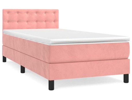 Cama con somier VIDAXL (Rosa - Terciopelo - 203 x 90 x 88 cm)