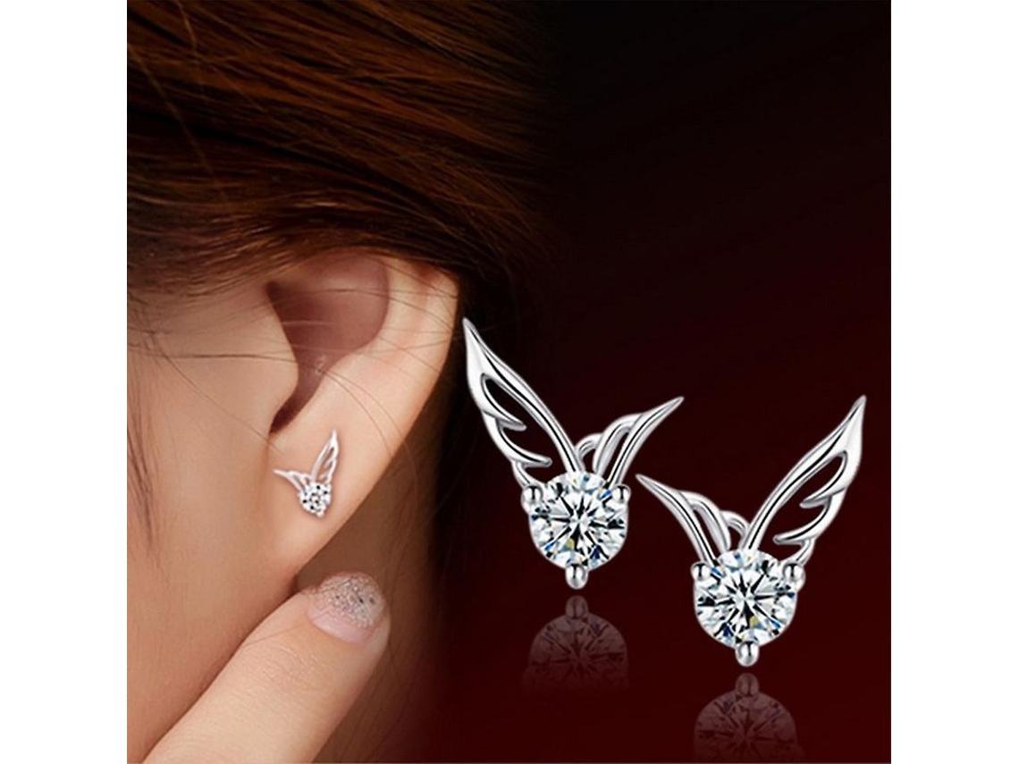 2026-aretes De Orecón Con Alas De Ángel De Cristal Diamante Para Mujeres Y Niñas Joyería Regalo