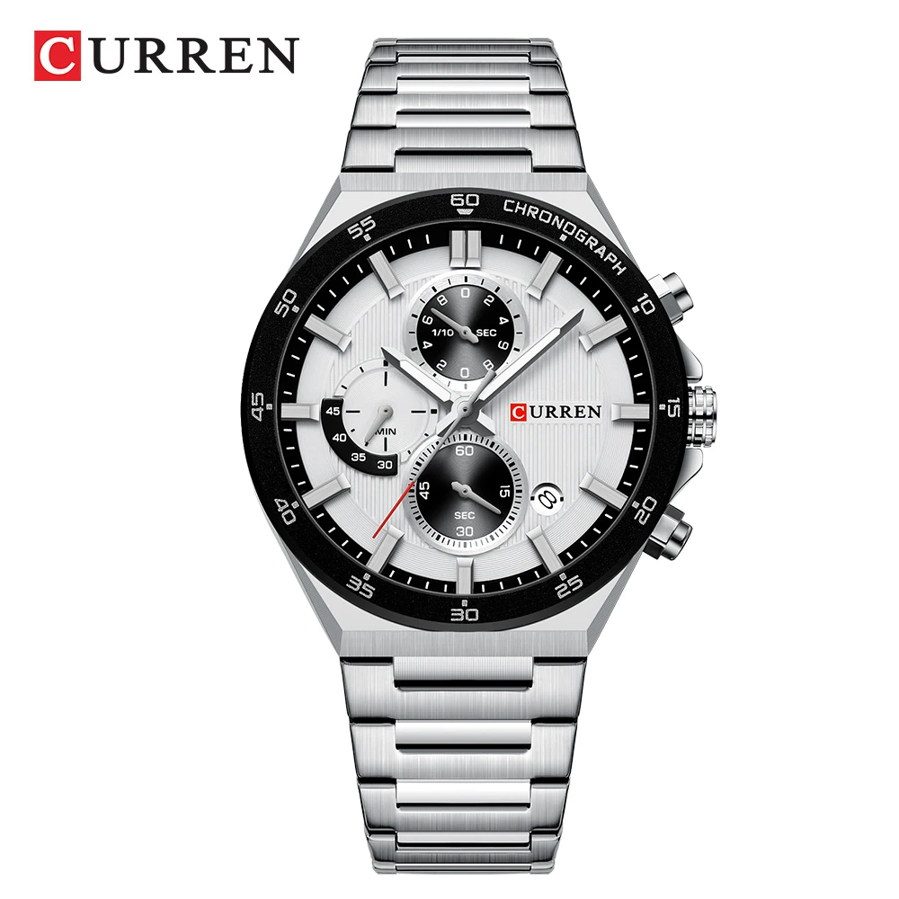 Reloj Cronógrafo De Cuarzo Multifunción Para Hombre Con Fase Lunar, Resistente Al Agua.