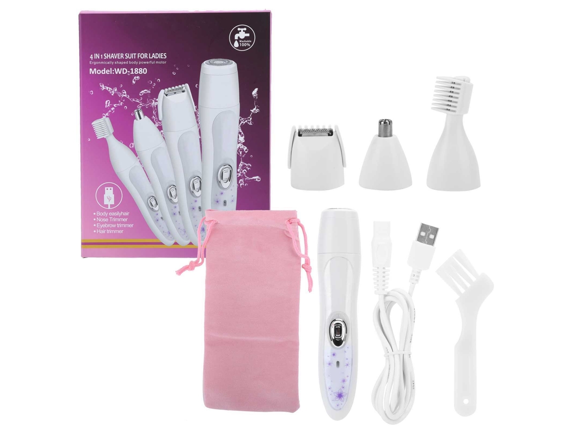 Afeitadora Eléctrica 4 Em 1 Para Mulher Depiladora Recarregável