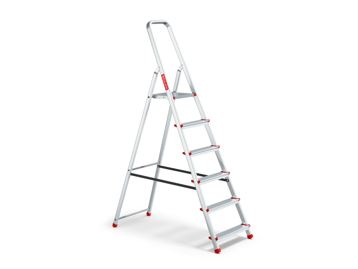 Escalera Doméstica De Aluminio Con 6 Peldaños, Plegable, Capacidad De 125 Kg, Baulich