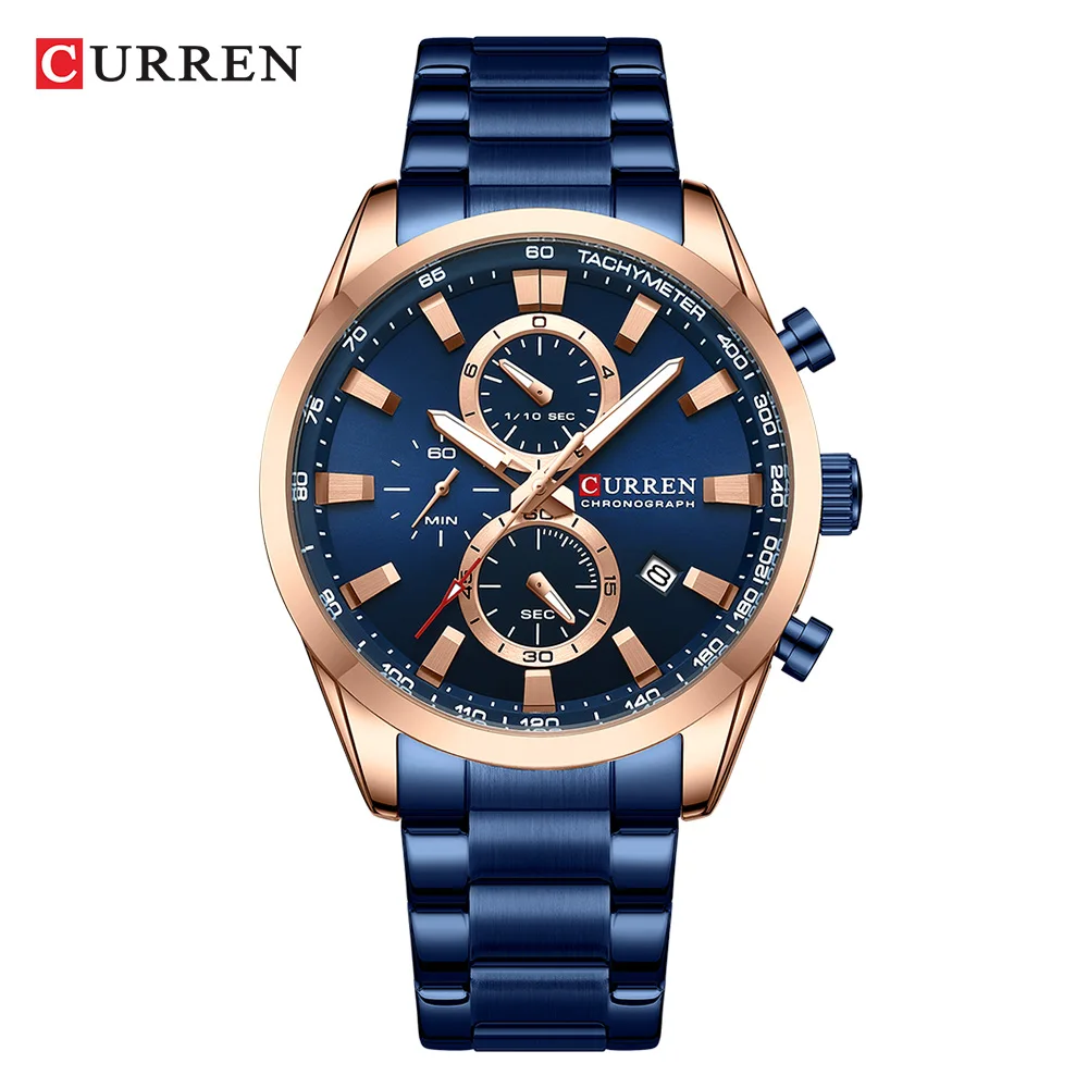 Reloj Deportivo Cronógrafo Para Hombre (azul): Correa De Acero Inoxidable Y Esfera Multifuncional.