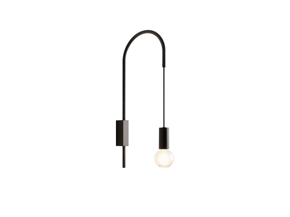 Lámpara de pared Zafferano Filo, giratoria 200°, metal pintado, bombilla E27 de máx. 60 W incluida, altura 61 cm - Negra