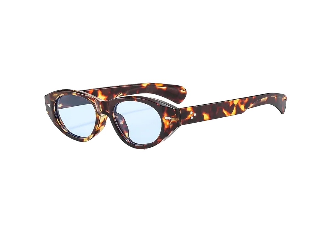 Gafas de sol estilo retro ovalado, protección UV400, como en la imagen c, estampado de leopardo.