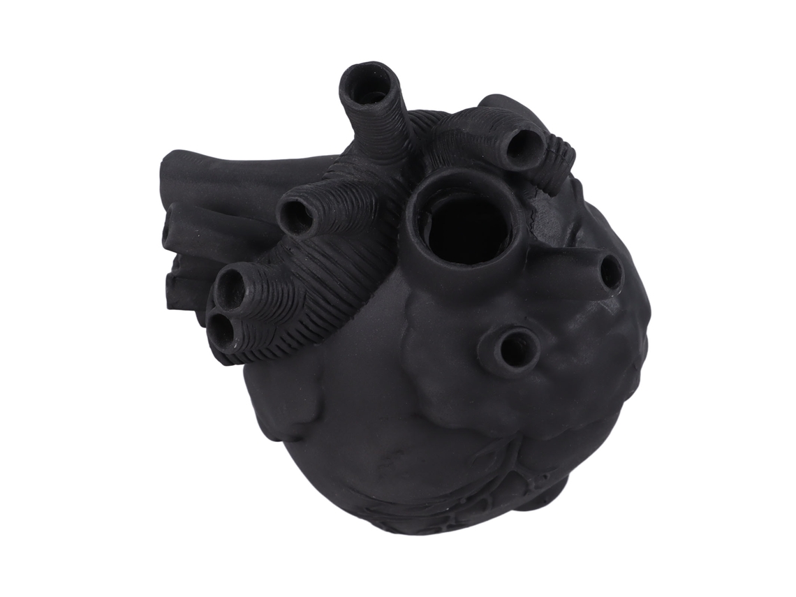 Jarrón artístico de resina con una escultura anatómica en forma de corazón, de Baok-vaso, para la decoración del hogar, en color negro.