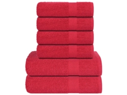 Juego De Toallas 6 Piezas 100 Algodón Rojo 360 Gsm Wsd897447