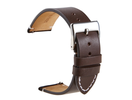 Correa de reloj inteligente universal de liberación rápida de piel de vaca retro de primera capa, Talla: 18 mm (marrón oscuro)