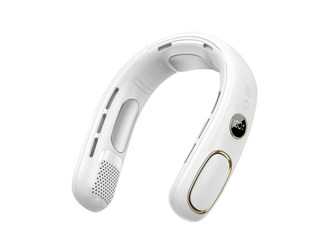(blanco) Mini Ventilador De Cuello Portátil, Diseño Sin Aspas, Recargable Por Usb, Batería De 4000 Mah