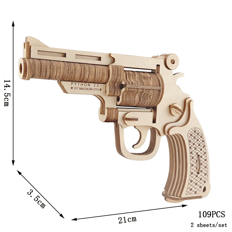 (revólver) Rompecabezas De Madera 3d Con Temática Militar, Kit De Montaje Diy