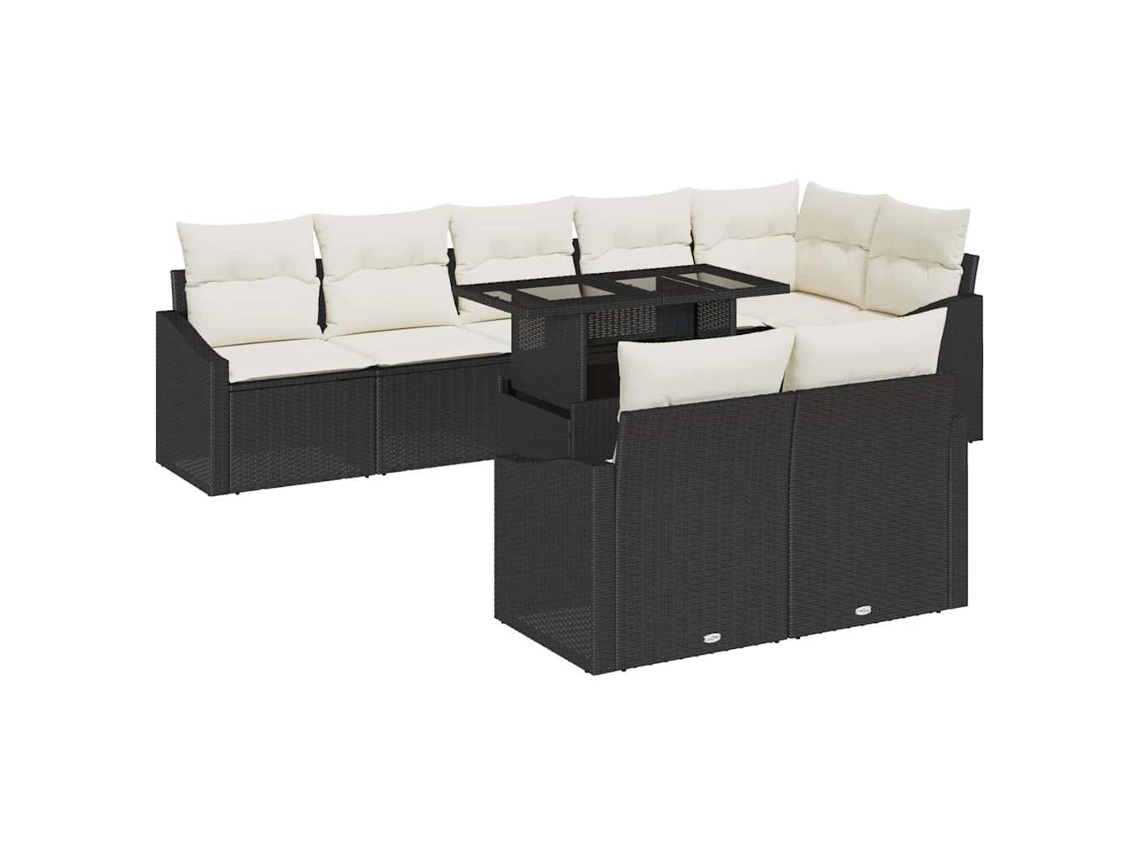 Maison Exclusive - Juego de sofás de jardín de 9 piezas en negro y crema con cojines