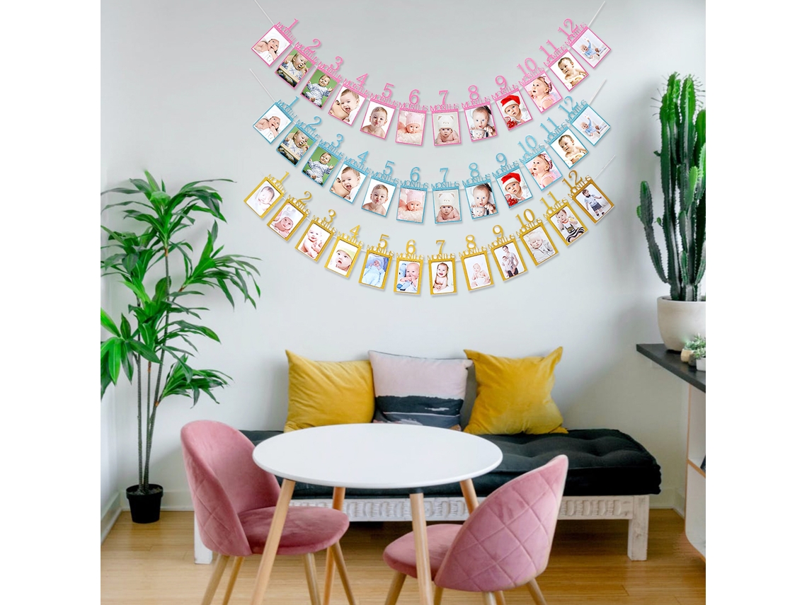 Letrero Fotográfico De Bebé De 5 Metros Para Mostrar El Crecimiento (1-12 Meses) Decoración Para Fiestas De Cumpleaños