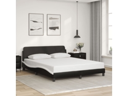Cama Sin Colchón Cuero Sintético Negro Blanco 160x200 Cm