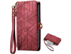 Funda Para Iphone 3, Tipo Cartera De Pu Con Estampado Geométrico, Resistente A Los Golpes Y Con Cremallera.