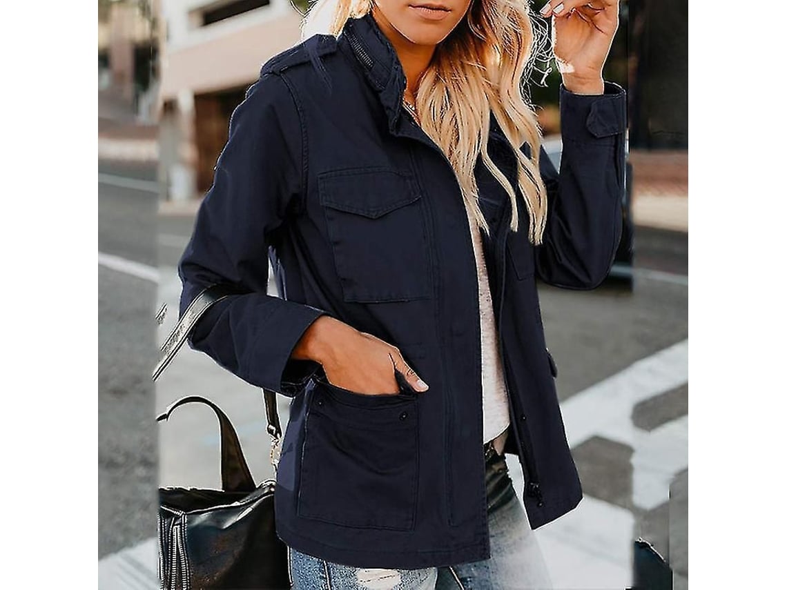 2026-chaqueta Militar Para Mujer Con Botones Y Cremallera Manga Larga Tipo Streetwear Otoño-invierno