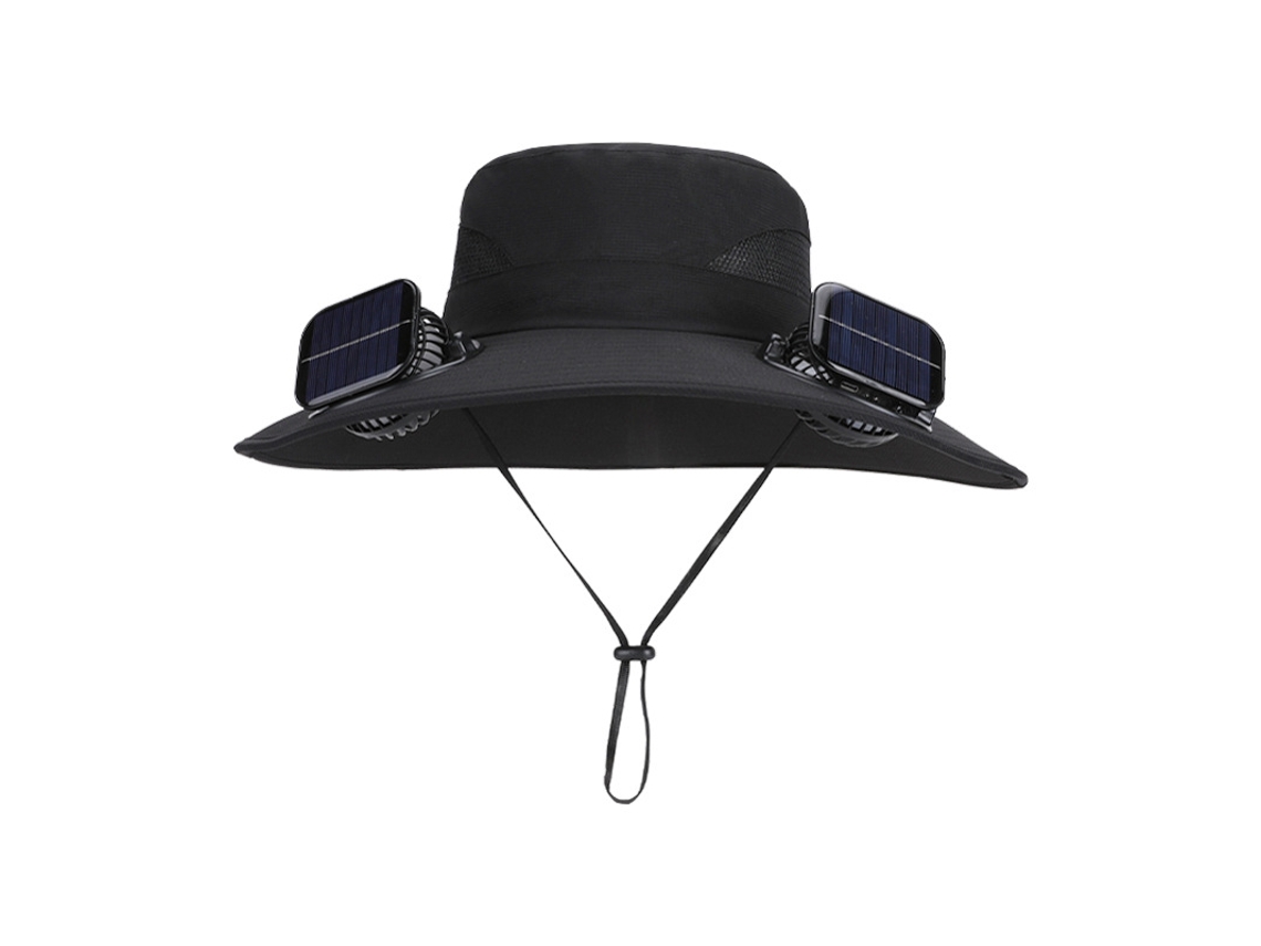 Sombrero Solar Chrui Con Ventilador Doble Y Carga Usb (negro)