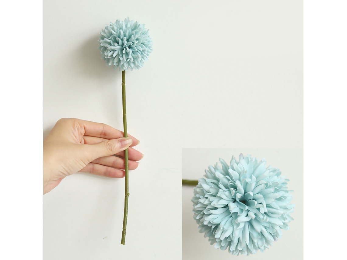 Rama de hortensia artificial de seda con flor de crisantemo para mesa, sala de estar, decoración del hogar, azul