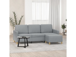 Sofá De 3 Plazas | Sofá De Salón | Sofá De Descanso Con Taburete De Tela Gris Claro 180 Cm Wsd402986