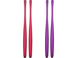 Un Juego De 4 Bolígrafos Táctiles, 2 Rojos Y 2 Morados (de Aluminio)*