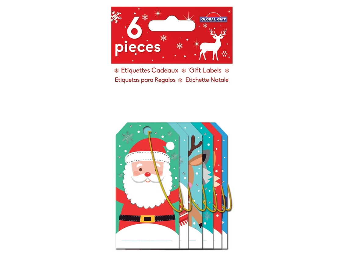 6 Pegatinas GLOBAL GIFT de regalo - Papá Noel y sus amigos