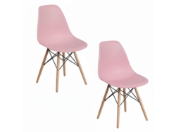 Dasck - Pack de 2 sillas nórdicas rosas, estilo escandinavo | Patas de madera de haya | Polipropileno ergonómico | Capacidad de carga de 120 kg por silla