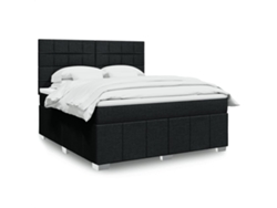 Cama Box Spring Con Colchón Tela Negro 180x200 Cm