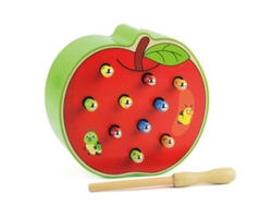 Juego Magnético Para Atrapar Gusanos, Juguete Educativo De Madera Para Niños Pequeños (manzana) Czhhmart