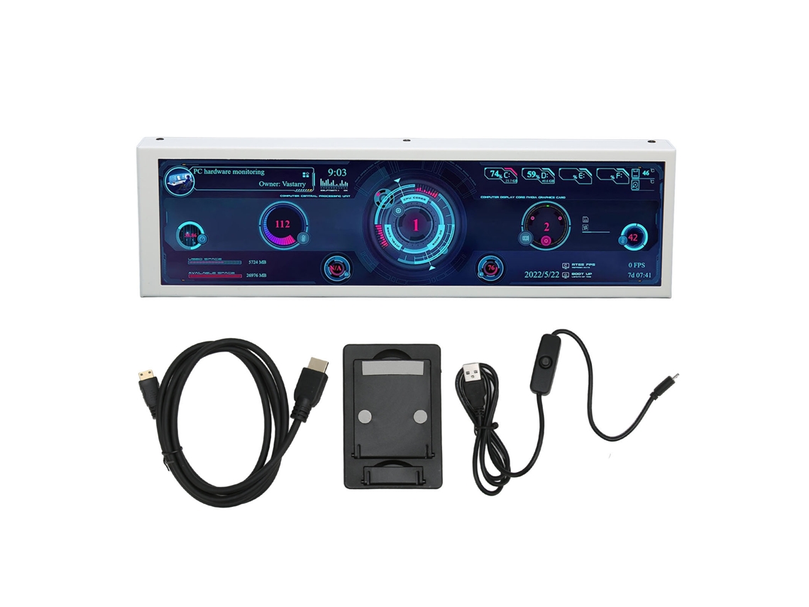 Monitor De Temperatura De Computadora Ips De 8.8 Pulgadas Para Visualización De Datos De Cpu, Gpu Y Ram Con Alimentación Usb