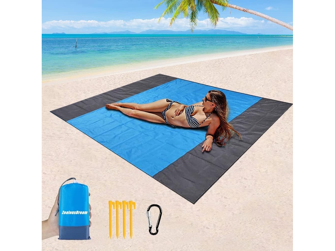 Manta de playa antiarena, ideal para aventuras al aire libre, ligera y de secado rápido, fabricada en nailon antidesgarro, impermeable y portátil.